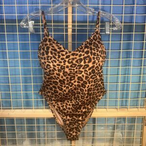 Wild Fable Leopard Animal Print 1 PC Swimsuit Women S Tan Black Extra Cheeky Fun